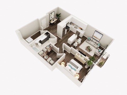 LUX Apartments 1D 1C Floor Plan