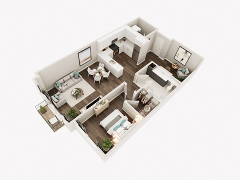 Lux Apartments Floor Plan One Bedroom One Bathroom With Den K