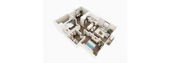Lux Apartments Floor Plan One Bedroom One Bathroom With Den L