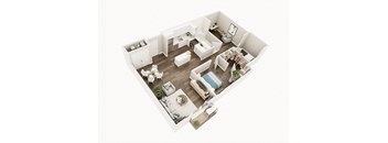Lux Apartments Floor Plan One Bedroom One Bathroom With Den N