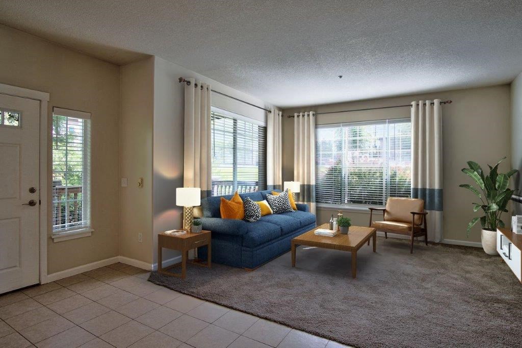 Creekview Crossing Apartments staged one-bedroom living room