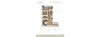 Liza Apartment 3D floor plan - 1x1 843 sqft