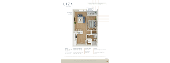 Liza Apartment 3D floor plan - 1x1 688 sqft