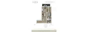 Liza Apartment 3D floor plan - 1x1 727 sqft