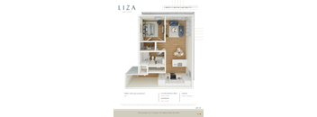 Liza Apartment 3D floor plan - 1x1 667 sqft