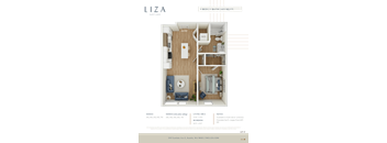 Liza Apartment 3D floor plan - 1x1 613 sqft