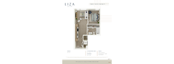 Liza Apartment 3D floor plan - 1x1 500 sqft