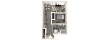 Tilian Open 1x1 B 3D Floor Plan