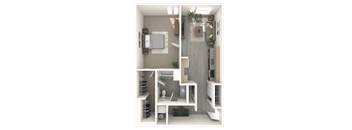 Tilian Open 1x1 D 3D Floor Plan