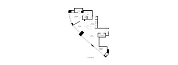 A floor plan of a house with a kitchen, living room and dining room.