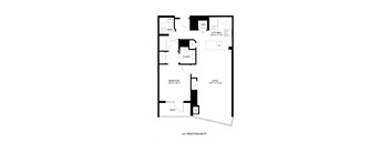 A black and white image of a floor plan for a penthouse.