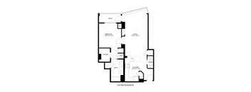 A black and white floor plan of a penthouse apartment.