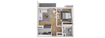 Coronado Springs  3D Floor Plan 1x1 TB 50