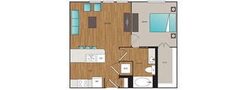 Main Street Flats 1x1 D Floor Plan