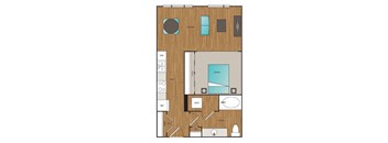 Main Street Flats 1x1 E Floor Plan