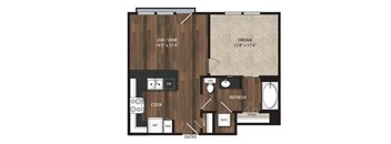 Main Street Flats Apartments Phase II 1x1 H Floor Plan