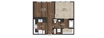 Main Street Flats Apartments Phase II 1x1 K Floor Plan