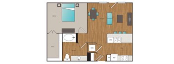 Main Street Flats 1x1 L Floor Plan