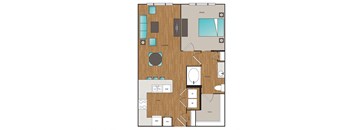 Main Street Flats 1x1 N Floor Plan