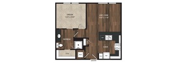 Main Street Flats Apartments Phase II 1x1 Q Floor Plan