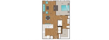 Main Street Flats 1x1 T Floor Plan