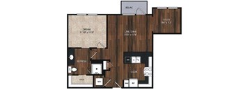 Main Street Flats Apartments Phase II 1x1 U Floor Plan