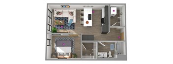 Center Steps Apartments 1x1U-3 Floor Plan