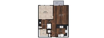 Main Street Flats Apartments Phase II 1x1 W Floor Plan