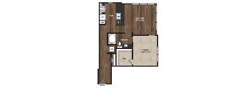 Main Street Flats Apartments Phase II 1x1 X Floor Plan