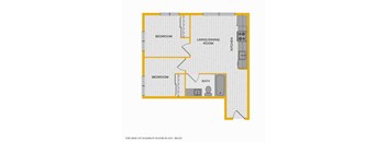 The Rise on Madison Apartments 2D Floorplan - 2 bed 1 bath A 60