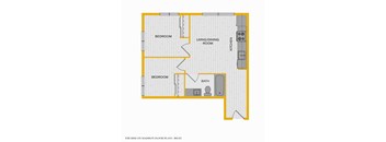 The Rise on Madison Apartments 2D Floorplan - 2 bed 1 bath C 50