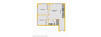 The Rise on Madison Apartments 2D Floorplan - 2 bed 1 bath C 60