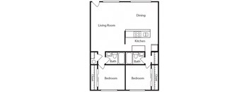 Wisteria Walk Apartments 2 Bed 2 Bath Floor Plan