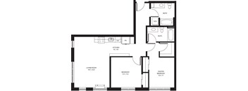 A black and white image of a floor plan for a house.