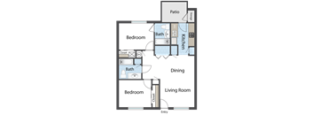 Steeple Chase Apartments 2x2 Floor Plan