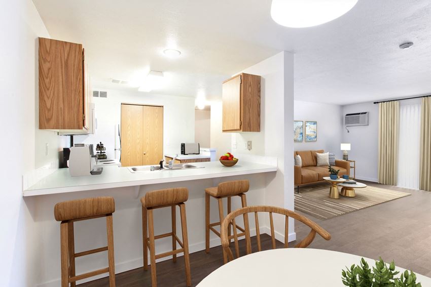 GoGo West Apartments 2 Bedroom Model Kitchen and Breakfast Bar - Photo Gallery
