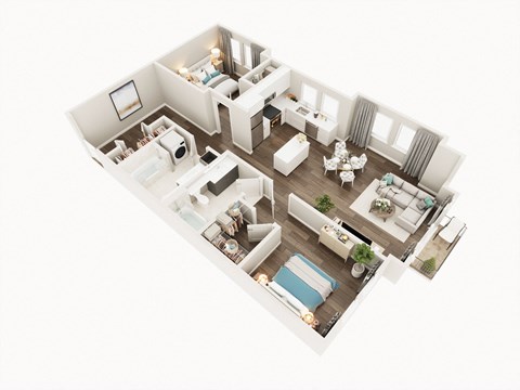Lux Apartments Floor Plan Two Bedroom Two Bathroom B