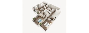 LUX Apartments 3D Floorplan 2-2F