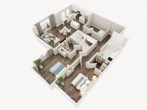 LUX Apartments 3D Floorplan 2-2F LUX Apartments 3D Floorplan 2-2F