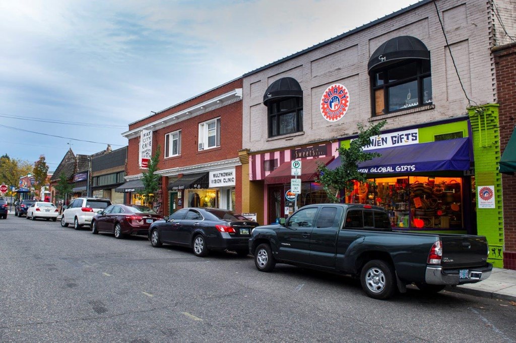 Multnomah Village Portland, Oregon Neighborhood Sidewalk