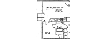201Lofts One Bedroom One Bathroom Floor Plan