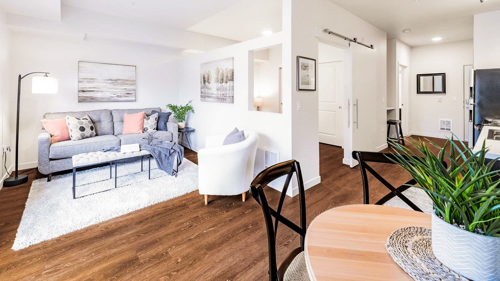 1 Bedroom living room with chair and coffee table