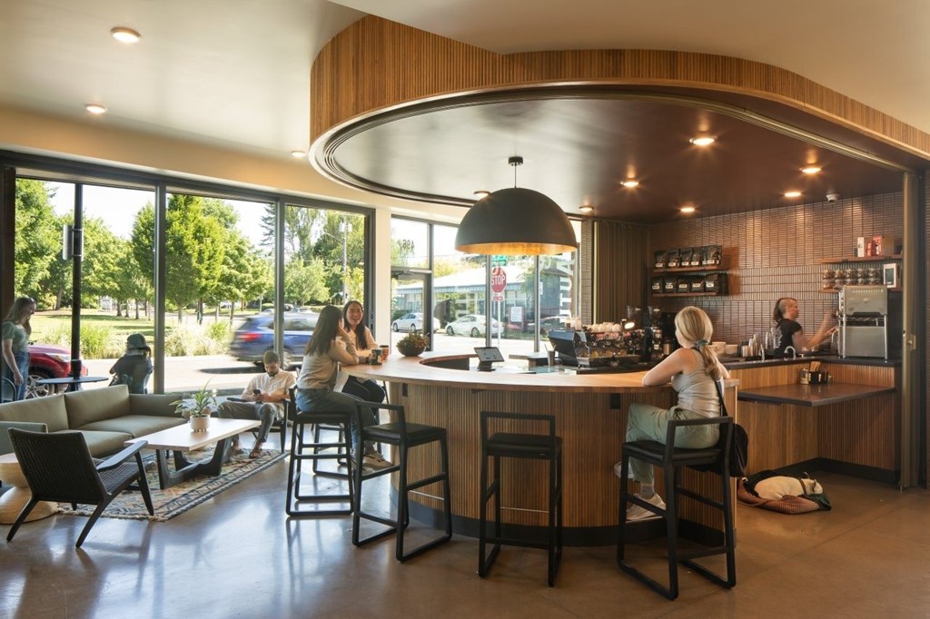 Arts Plaza Gresham Oregon Apartments on site coffee shop Autumn Coffee Roasting