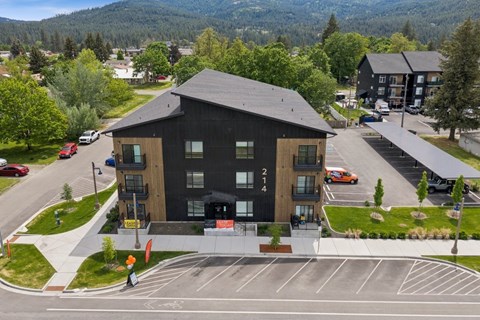 A black building with the number 24 on it.