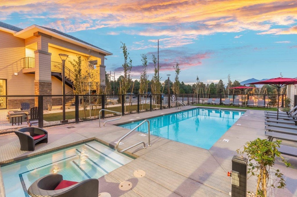 the pool at the residence inn clearwater city in the evening