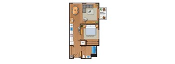 The Farmstead Apartments 1x1 Flat B Floor Plan