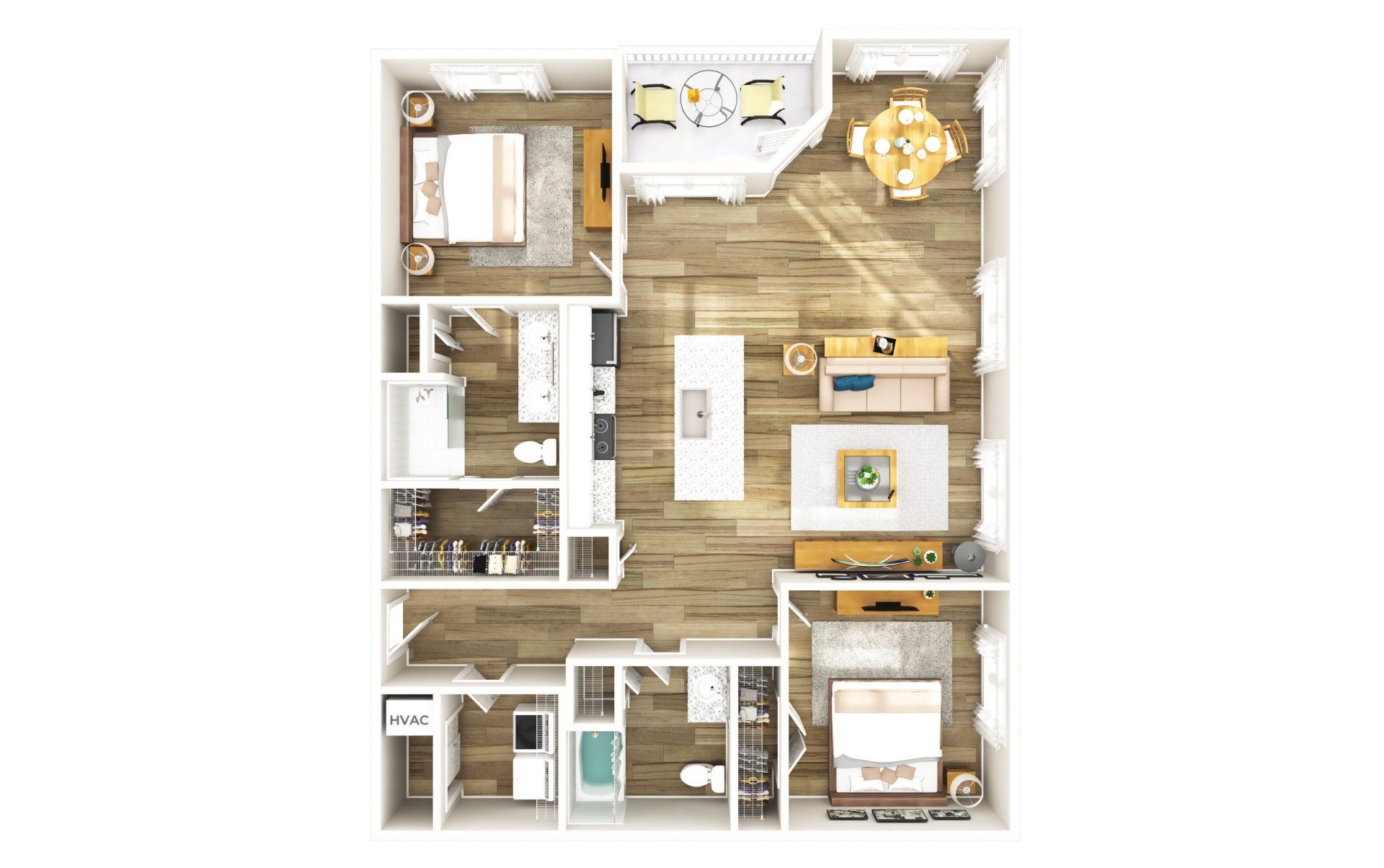 250 West Apartments in Florence, South Carolina Two Bedroom Floor Plan