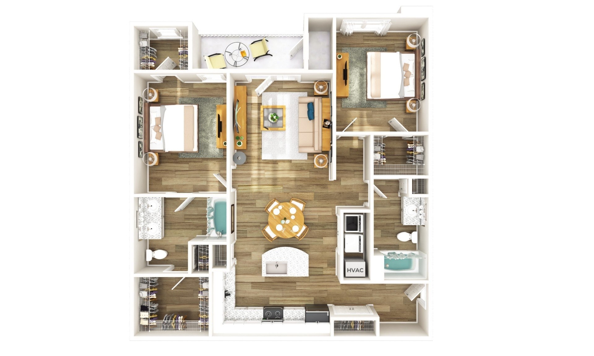 250 West Apartments in Florence, South Carolina Two Bedroom Floor Plan