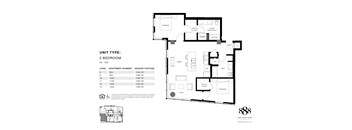 A black and white image of a floor plan for a 2 bedroom apartment.