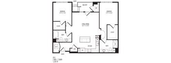 2F0 Floor Plan at TriVista on Speer, Denver, CO, 80204